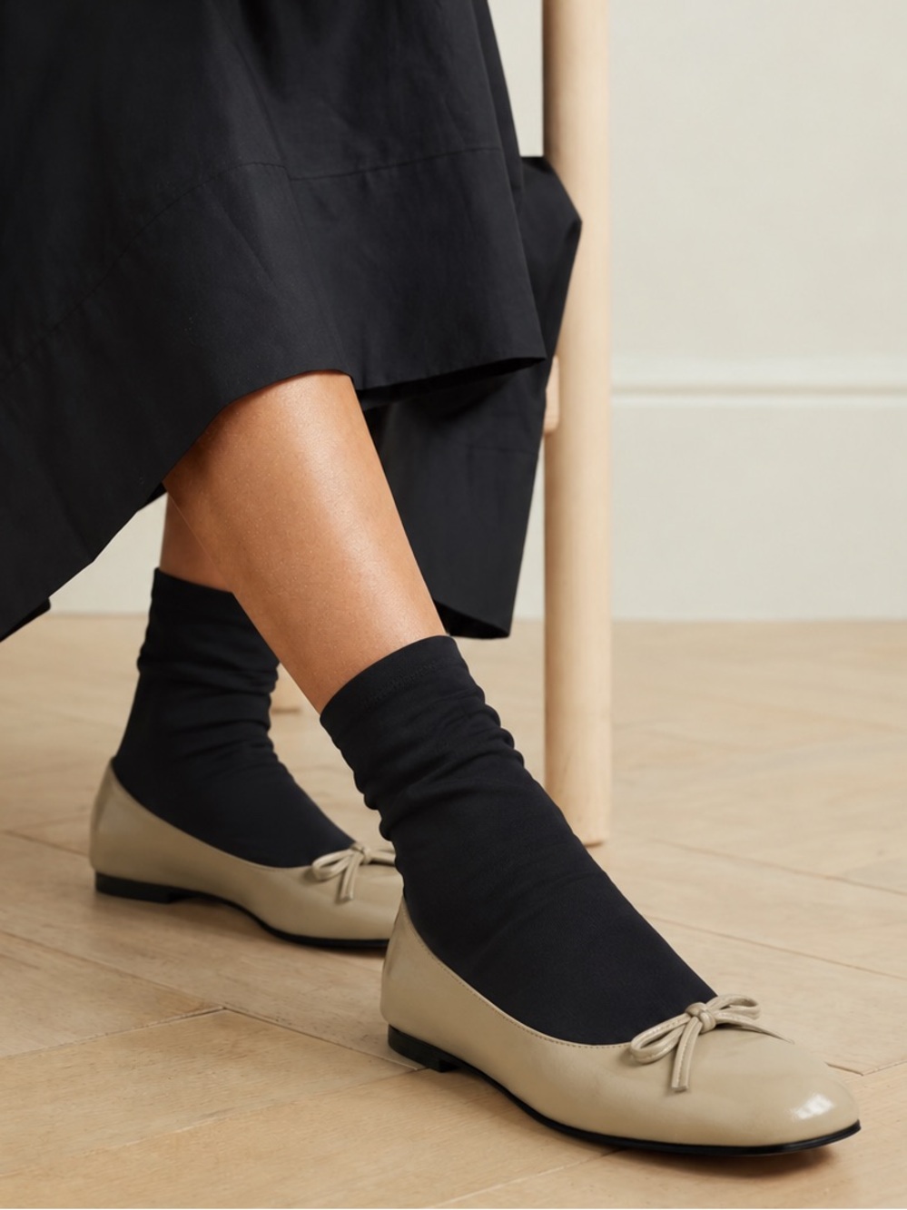 Marc Jacobs Patent Bow Detail Pull On Sock Ballet Flats